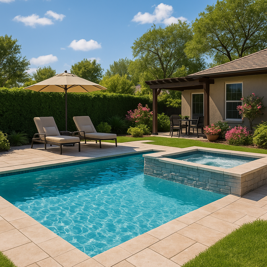 a nice in ground residential pool and spa